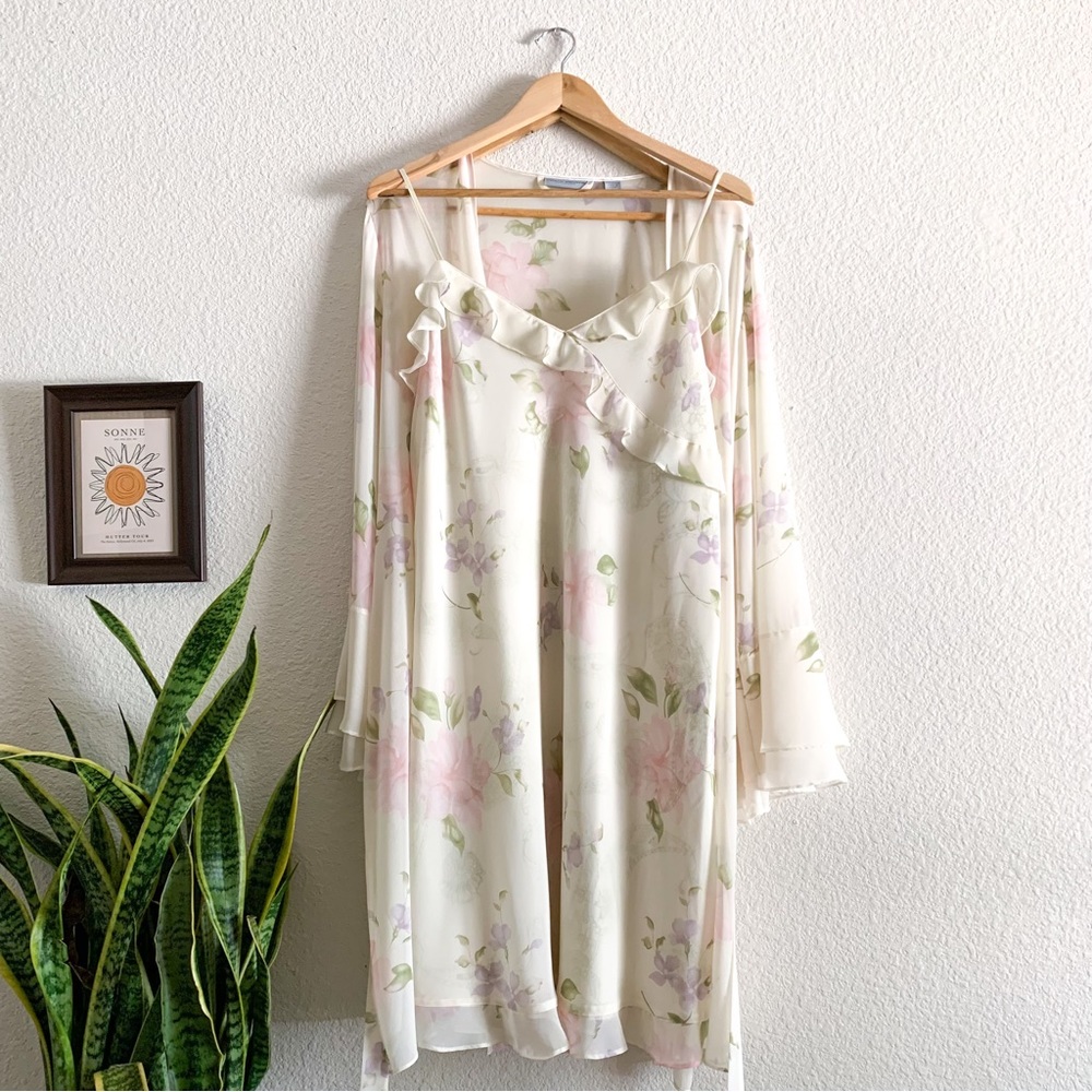 00’s Valerie Stevens Coquette Ruffle Slip Dress Set